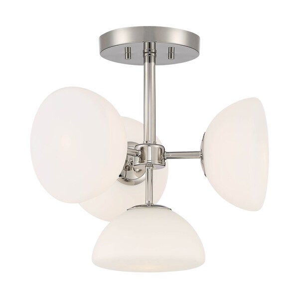 Designers Fountain Zio 4 Light Convertible Polished Nickel with Etched Opal Glass Shades Chandelier For Dining Rooms D270H-4CH-PN - main
